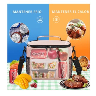 Foto 3 | 2pcs Lonchera Térmica Bolsa Escolar Portátil 9l+7l Belug, Rosa Blanco