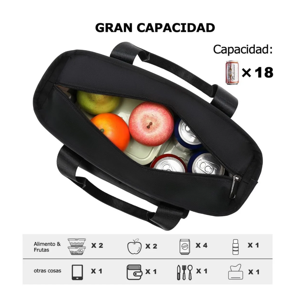 Foto 3 pulgar | Bolsa Lonchera Térmica Negra Bolsa De Almuerzo Belug