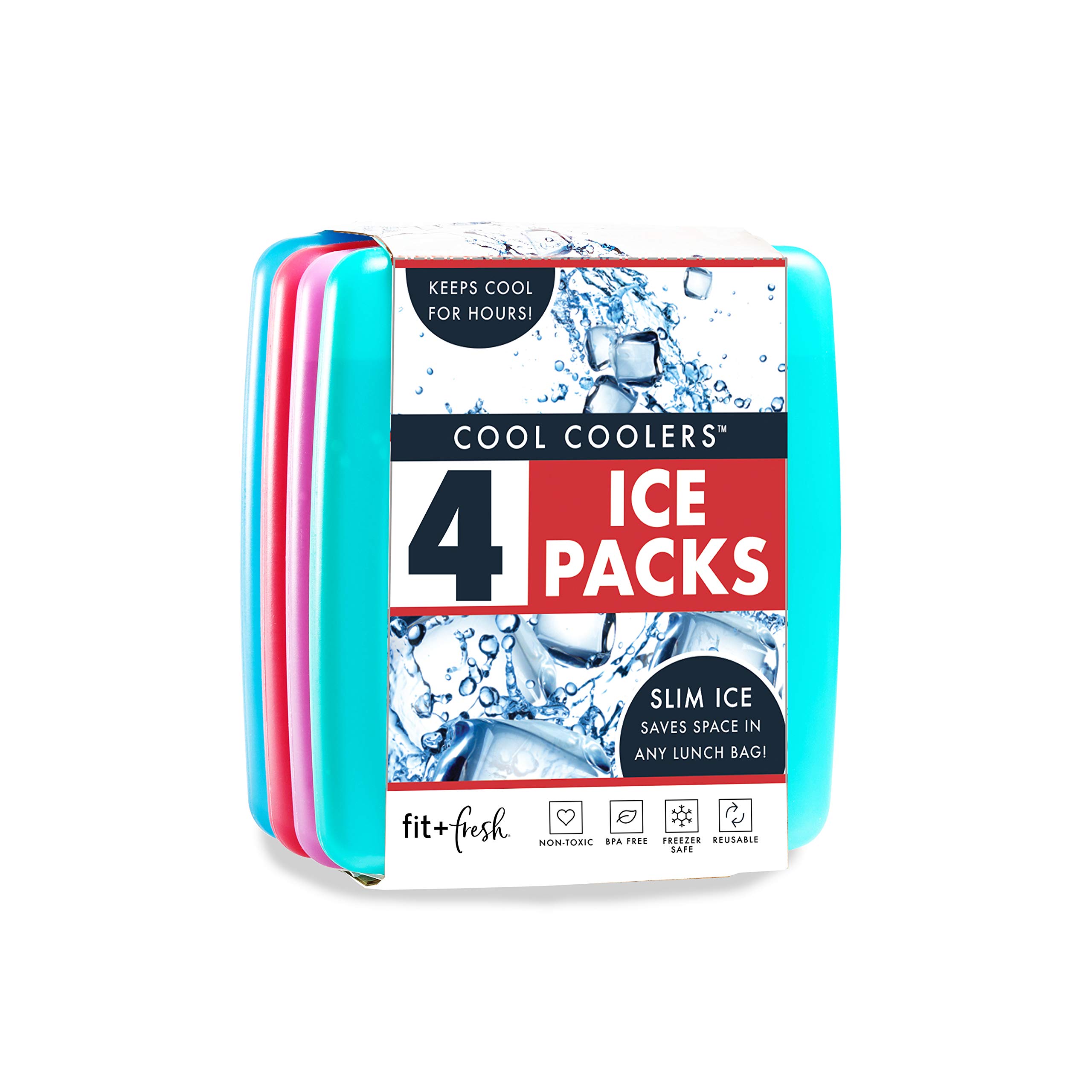 Enfriadores Ice Packs Fit & Fresh Cool, Paquete De 4, Delgados Y Reutilizables - Venta Internacional.