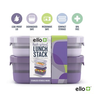 Foto 3 | Lonchera Bento Box Para Almacenamiento De Alimentos Ello Wisteria, Paquete De 2 - Venta Internacional.