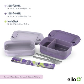 Foto 4 | Lonchera Bento Box Para Almacenamiento De Alimentos Ello Wisteria, Paquete De 2 - Venta Internacional.