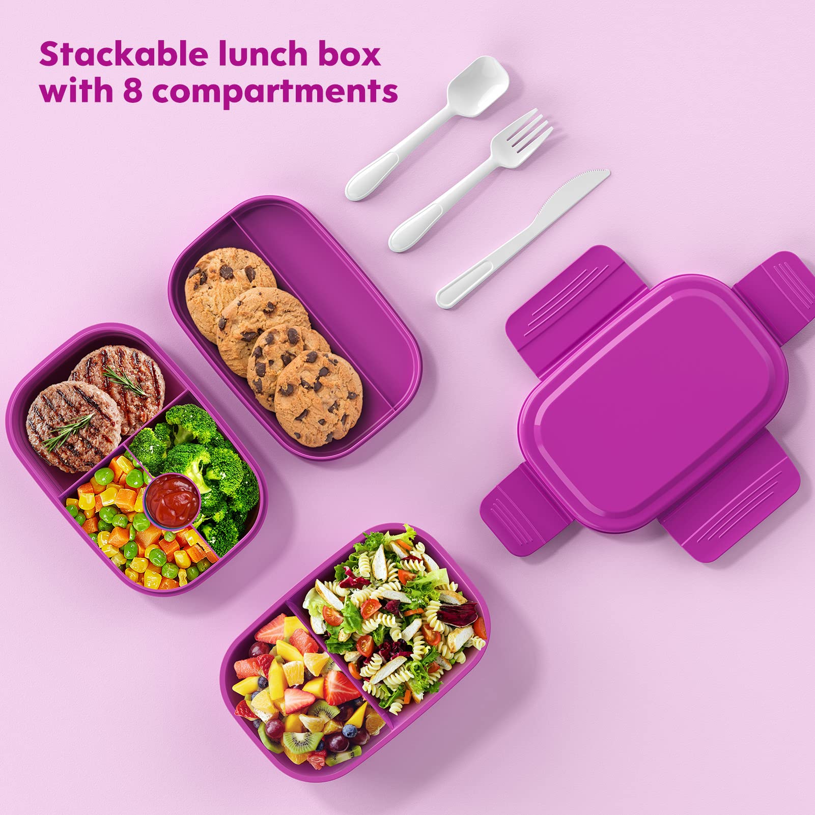 Foto 3 pulgar | Fiambrera Bento Box Hometall Para Adultos De 1900 Ml Con Juego De Utensilios - Venta Internacional.