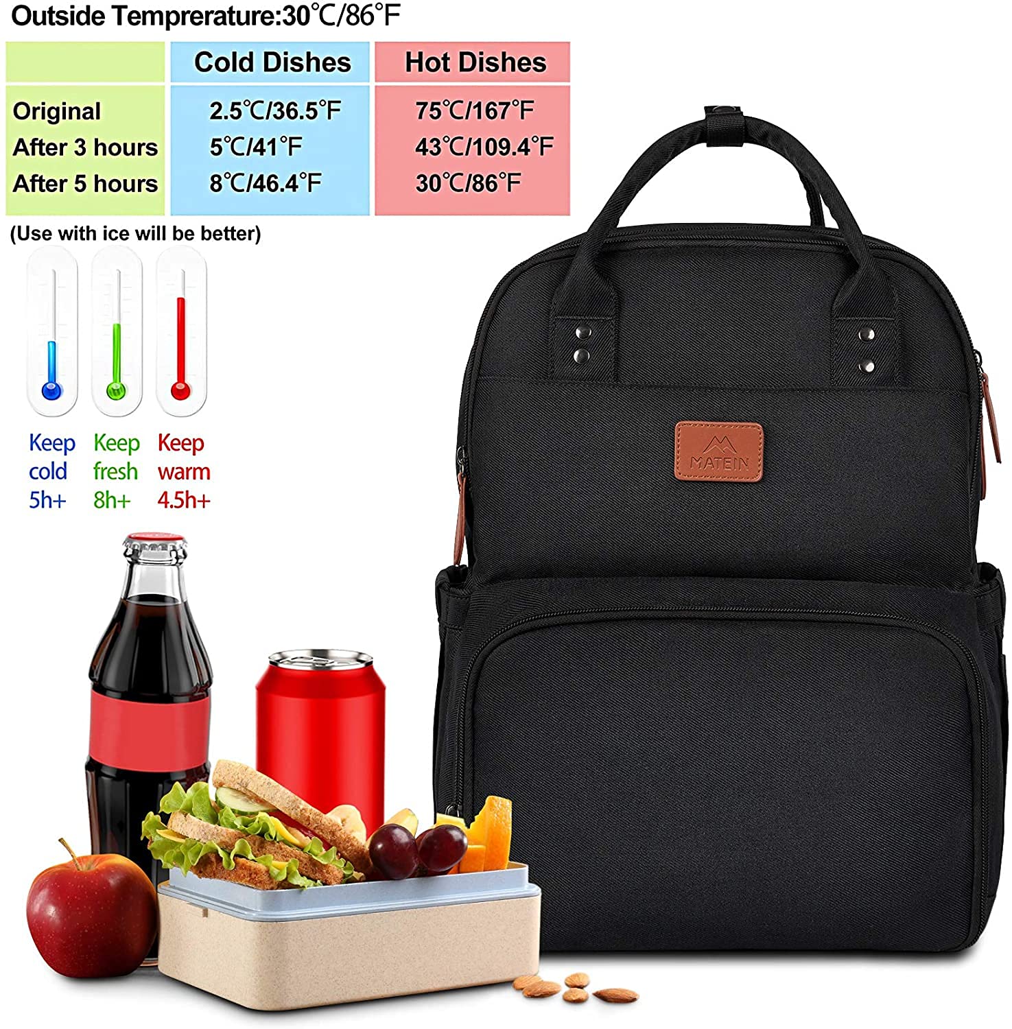 Foto 3 pulgar | Mochila De Almuerzo Matein De 17 Pulgadas Con Compartimento Frigorífico - Venta Internacional.