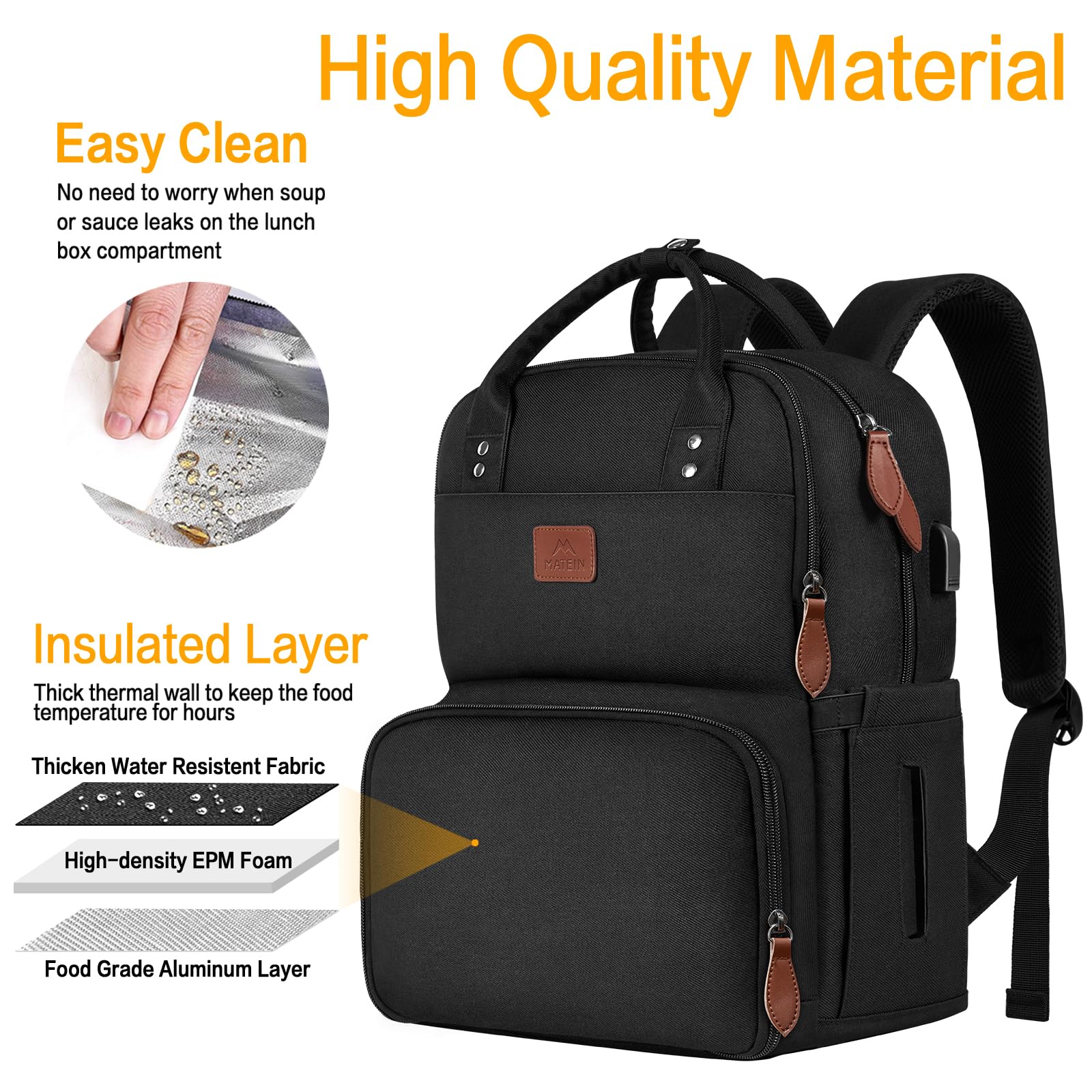 Foto 5 pulgar | Mochila De Almuerzo Matein De 17 Pulgadas Con Compartimento Frigorífico - Venta Internacional.