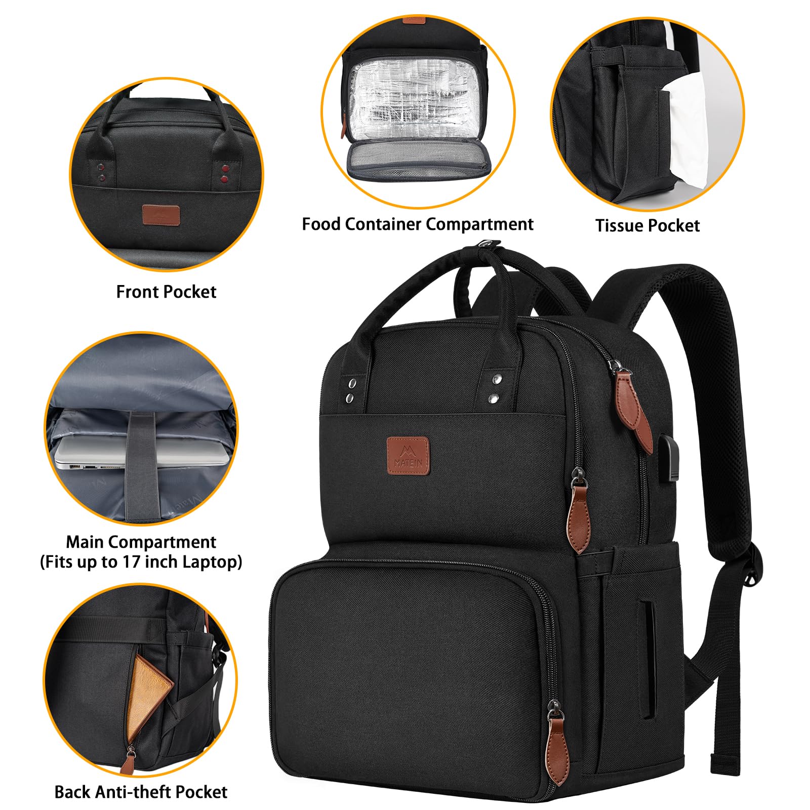 Foto 6 | Mochila De Almuerzo Matein De 17 Pulgadas Con Compartimento Frigorífico - Venta Internacional.