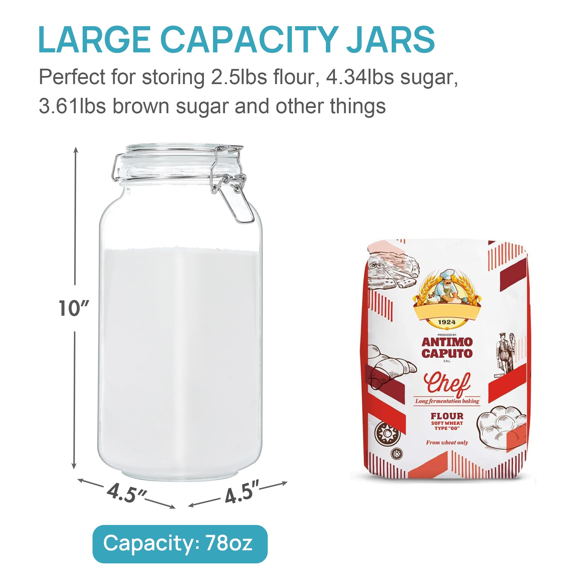 Foto 3 pulgar | Frascos De Vidrio Para Almacenamiento De Alimentos Vtopmart De 2300 Ml Con Tapas Herméticas, Paquete De 3 - Ven