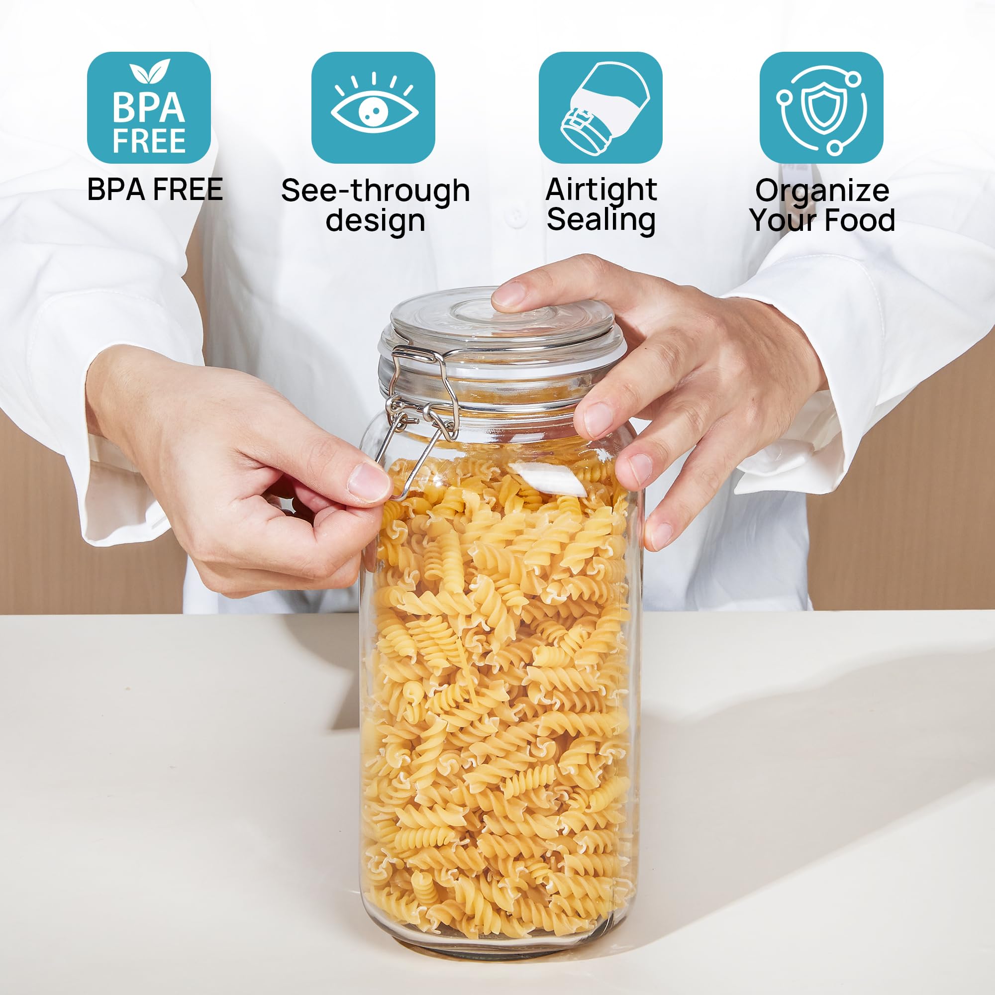 Foto 7 | Frascos De Vidrio Para Almacenamiento De Alimentos Vtopmart De 2300 Ml Con Tapas Herméticas, Paquete De 3 - Ven