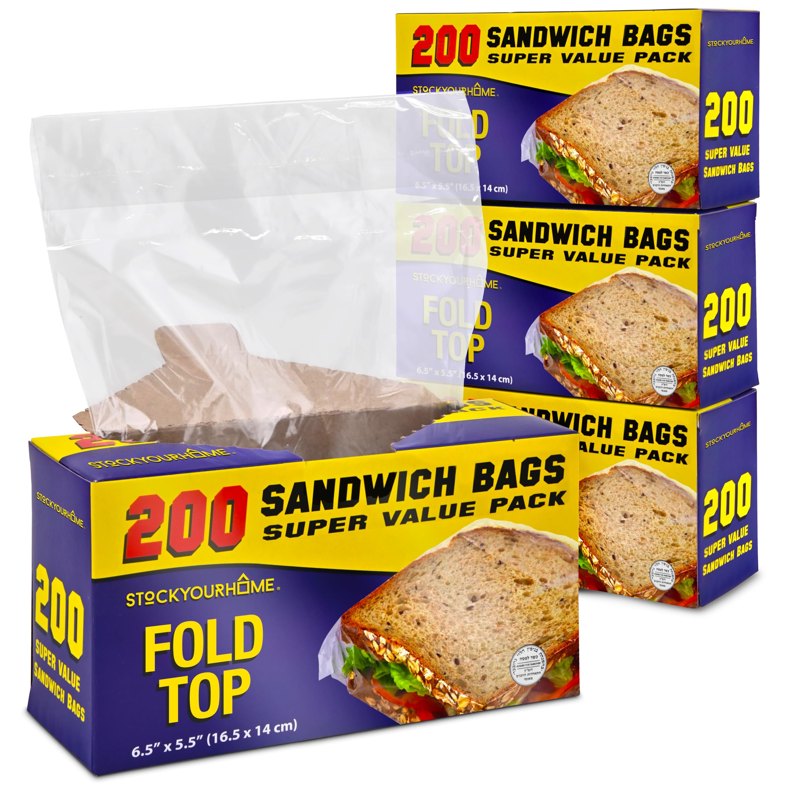 Bolsas Para Sándwiches Stock Your Home, Con Tapa Plegable Transparente, 800 Unidades - Venta Internacional.