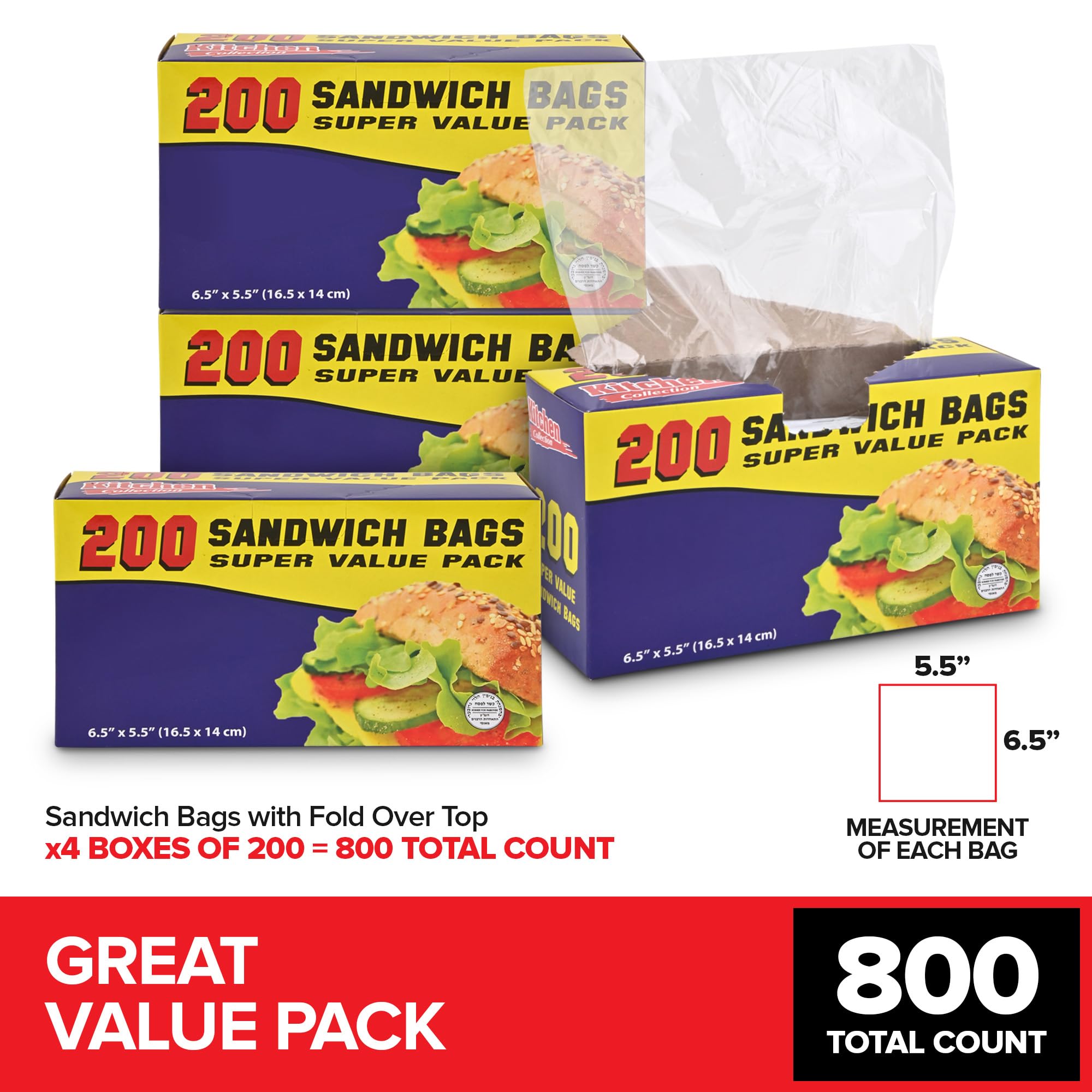 Foto 3 pulgar | Bolsas Para Sándwiches Stock Your Home, Con Tapa Plegable Transparente, 800 Unidades - Venta Internacional.