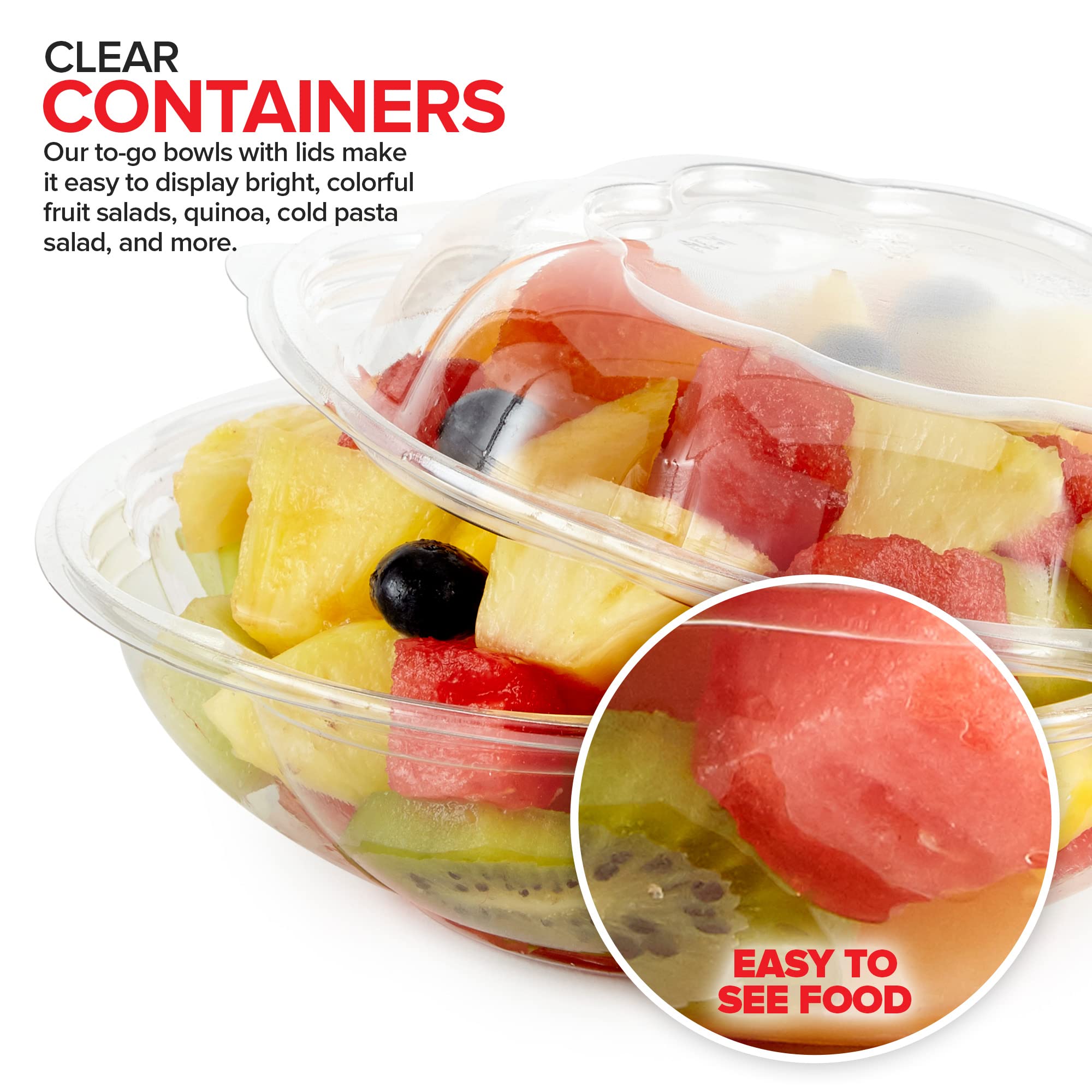 Foto 5 | Ensaladeras Stock Your Home De Plástico Transparente De 500 Ml Con Tapas, Paquete De 50 - Venta Internacional.
