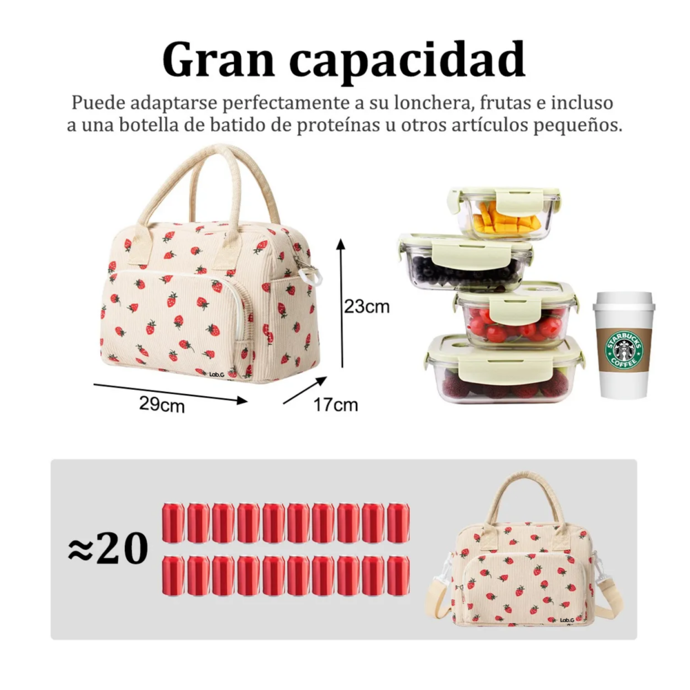 Foto 3 pulgar | Moda Bolsa De Almuerzo Mordisco De Amor Lab.g  Beige Fresas