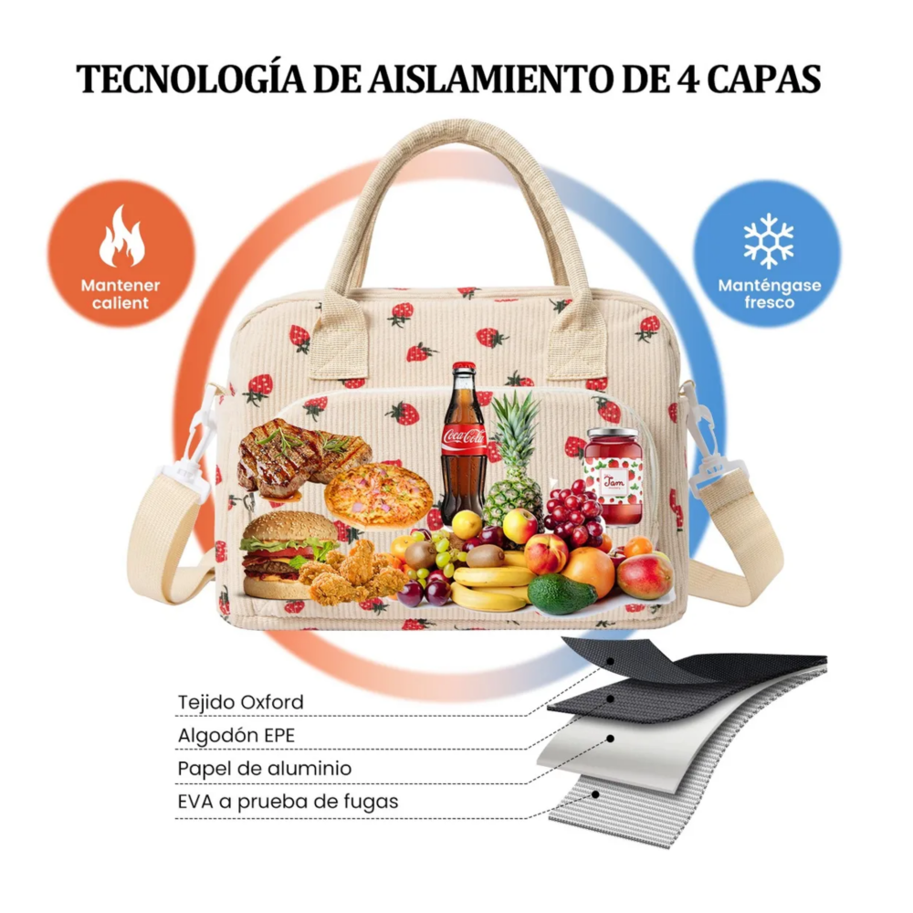 Foto 4 pulgar | Moda Bolsa De Almuerzo Mordisco De Amor Lab.g  Beige Fresas