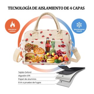 Foto 3 | Moda Bolsa De Almuerzo Mordisco De Amor Lab.g Beige Fresas