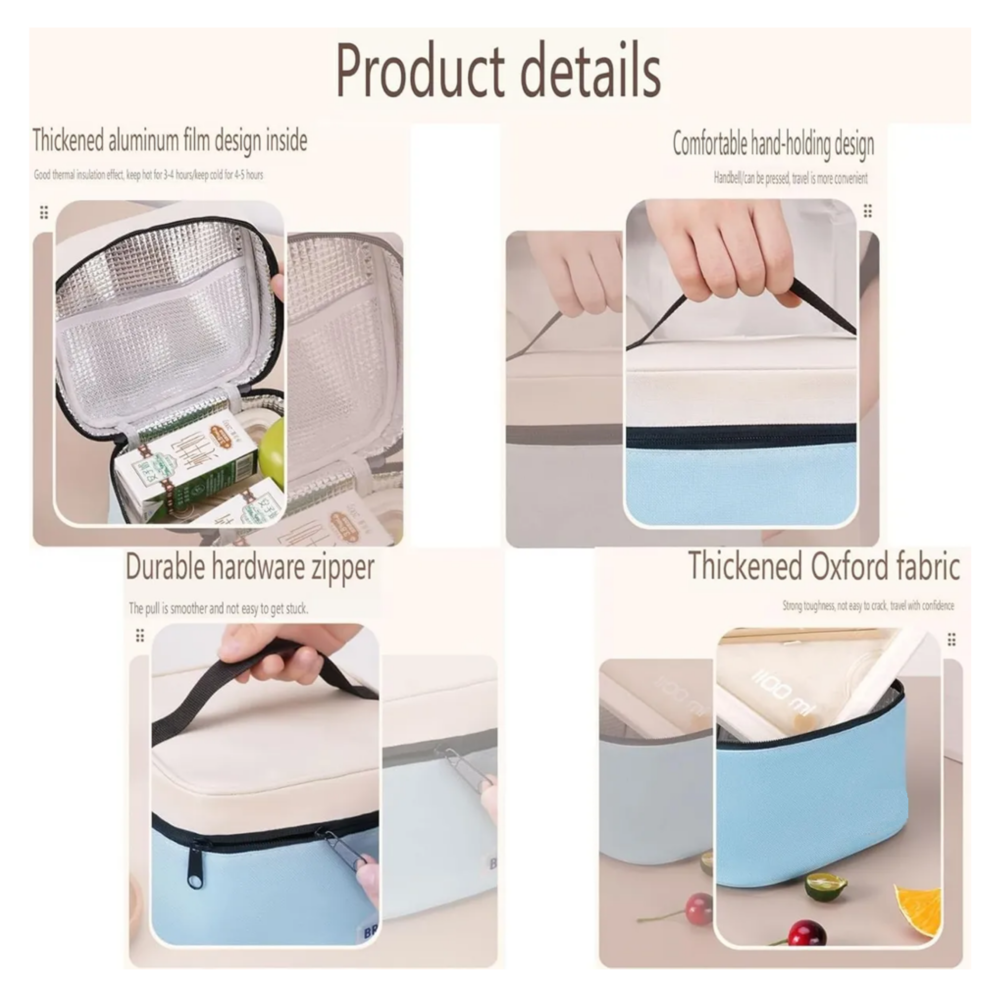 Foto 4 pulgar | Lonchera Térmica Bolsa Belug  Azul  Beige