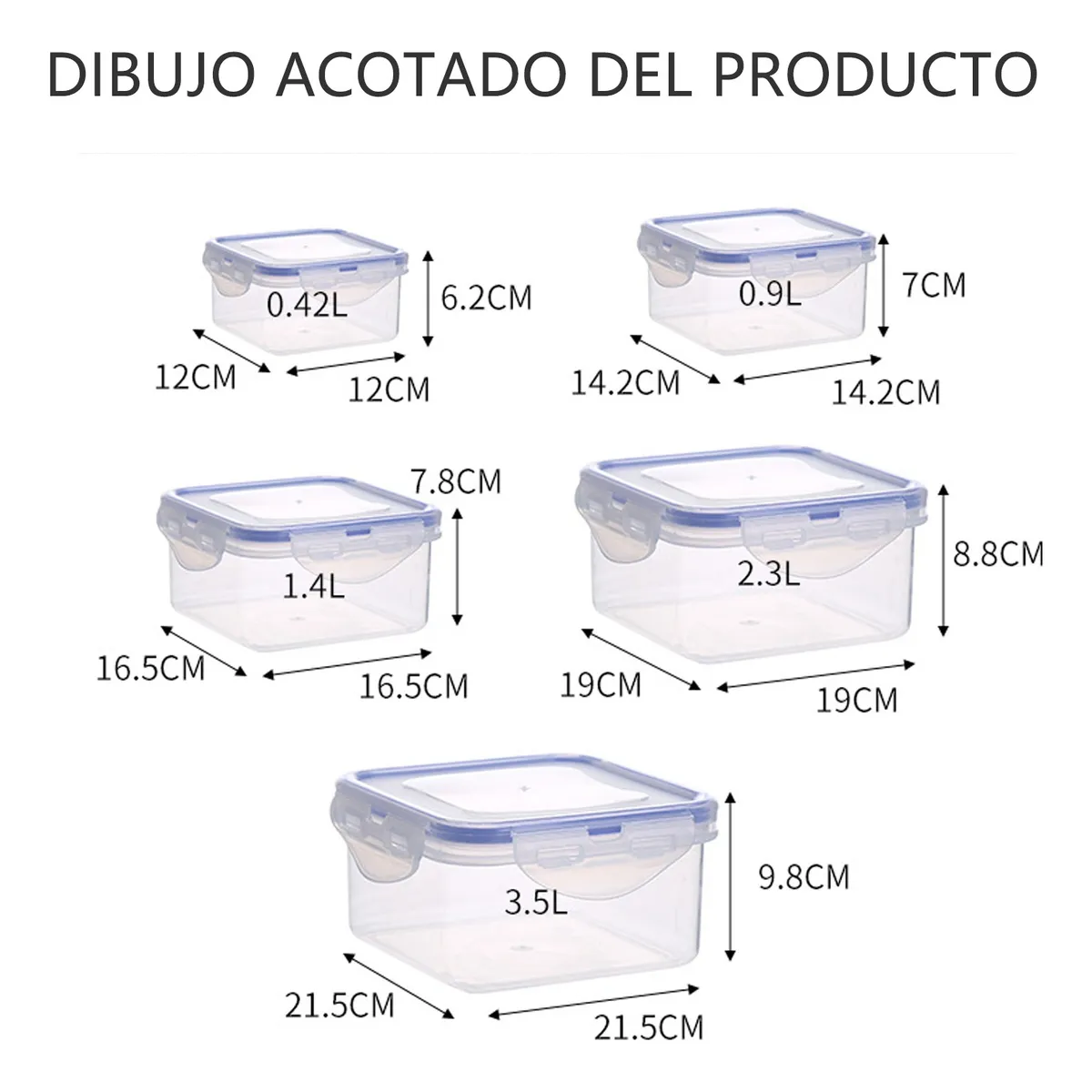 Foto 3 pulgar | Contenedores Plástico Sellado Profesionalmente Alta Capacidad Lab.g Transparente