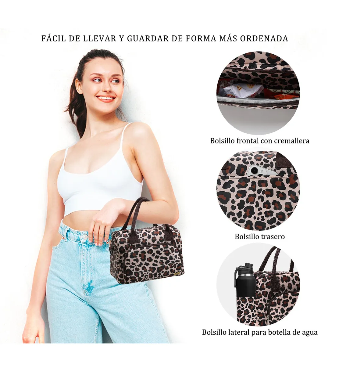 Foto 4 | Bolsa De Almuerzo De Gran Capacidad Termica  Color Leopardo