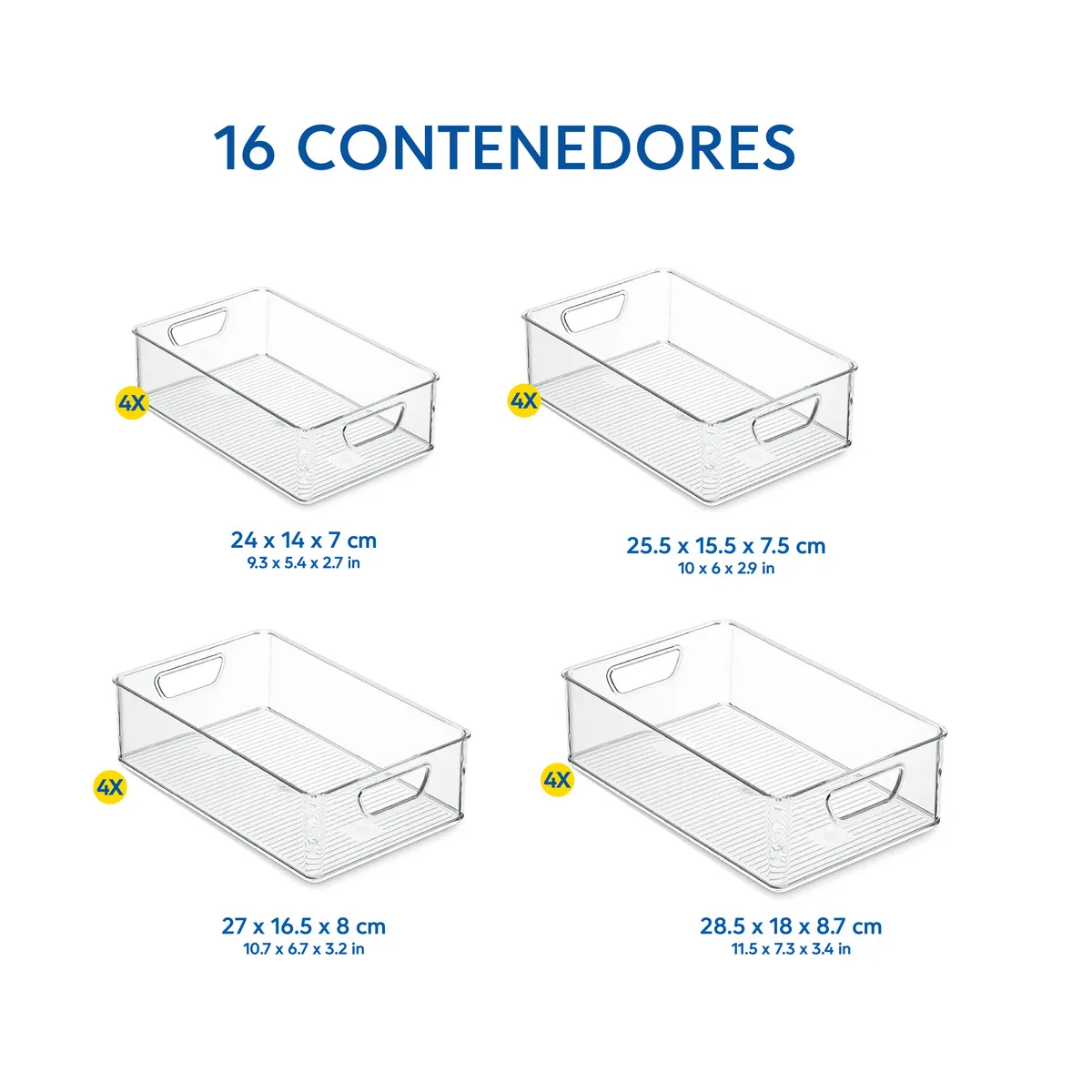 Foto 4 pulgar | Juego De 16 De Organizadores Contenedores De Plástico Eo Safe Imports Esi-20599 Transparente
