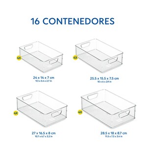 Foto 3 | Juego De 16 De Organizadores Contenedores De Plástico Eo Safe Imports Esi-20599 Transparente