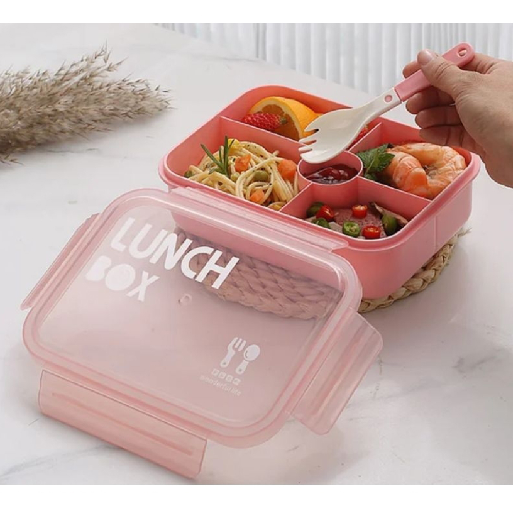 Foto 3 | Lunch Box Con Divisiones Vaso Antiderrames Cubierto Aleissi 701431 Rosa