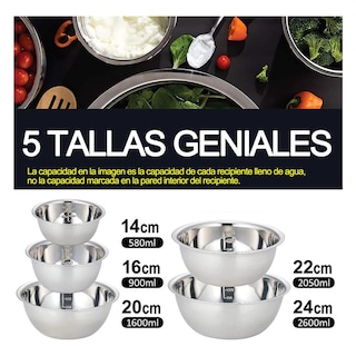 Foto 3 | Juego De Tazones Para Mezclar De Acero Inoxidable Eo Safe Imports Esi-20702 Plata