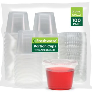 Foto 1 | Vasos De Plástico Para Porciones Freshware De 5.5 Onzas Con Tapas 100 Juegos - Venta Internacional.
