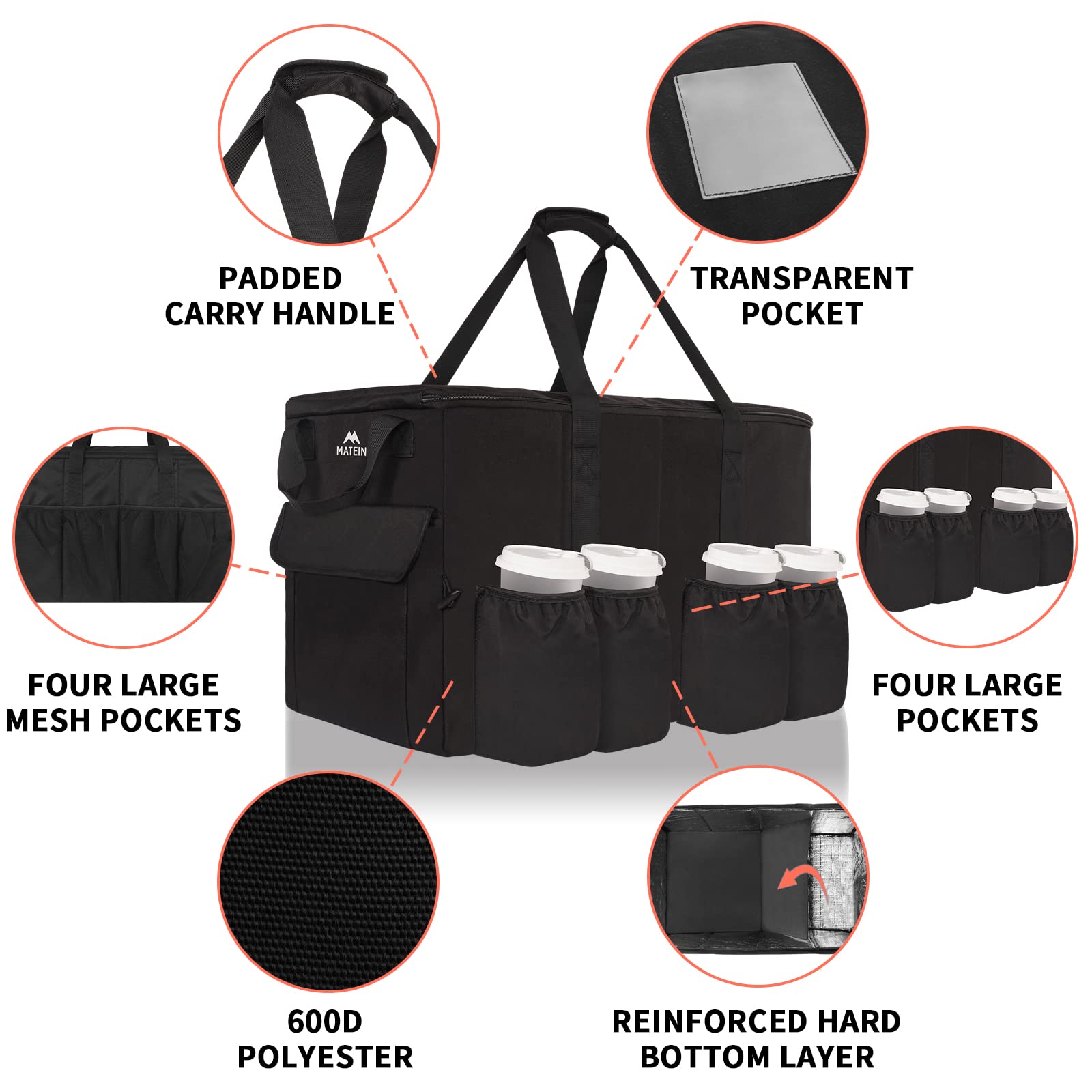 Foto 8 pulgar | Bolsa De Entrega De Alimentos Matein Xxl 68l  Resistente Al Agua  Negra - Venta Internacional.
