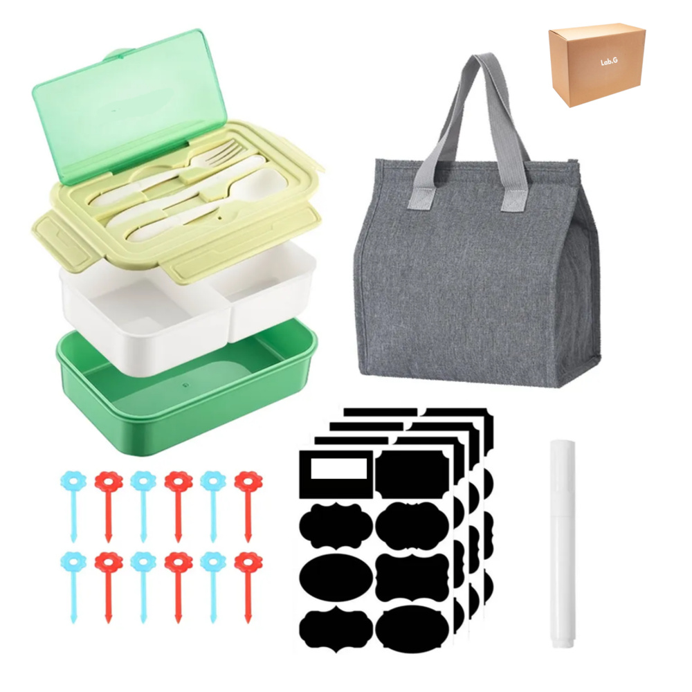 Foto 2 pulgar | Box Lunch Con Topper Y Cubiertos Capacidad 1100ml Lab.g  Verde