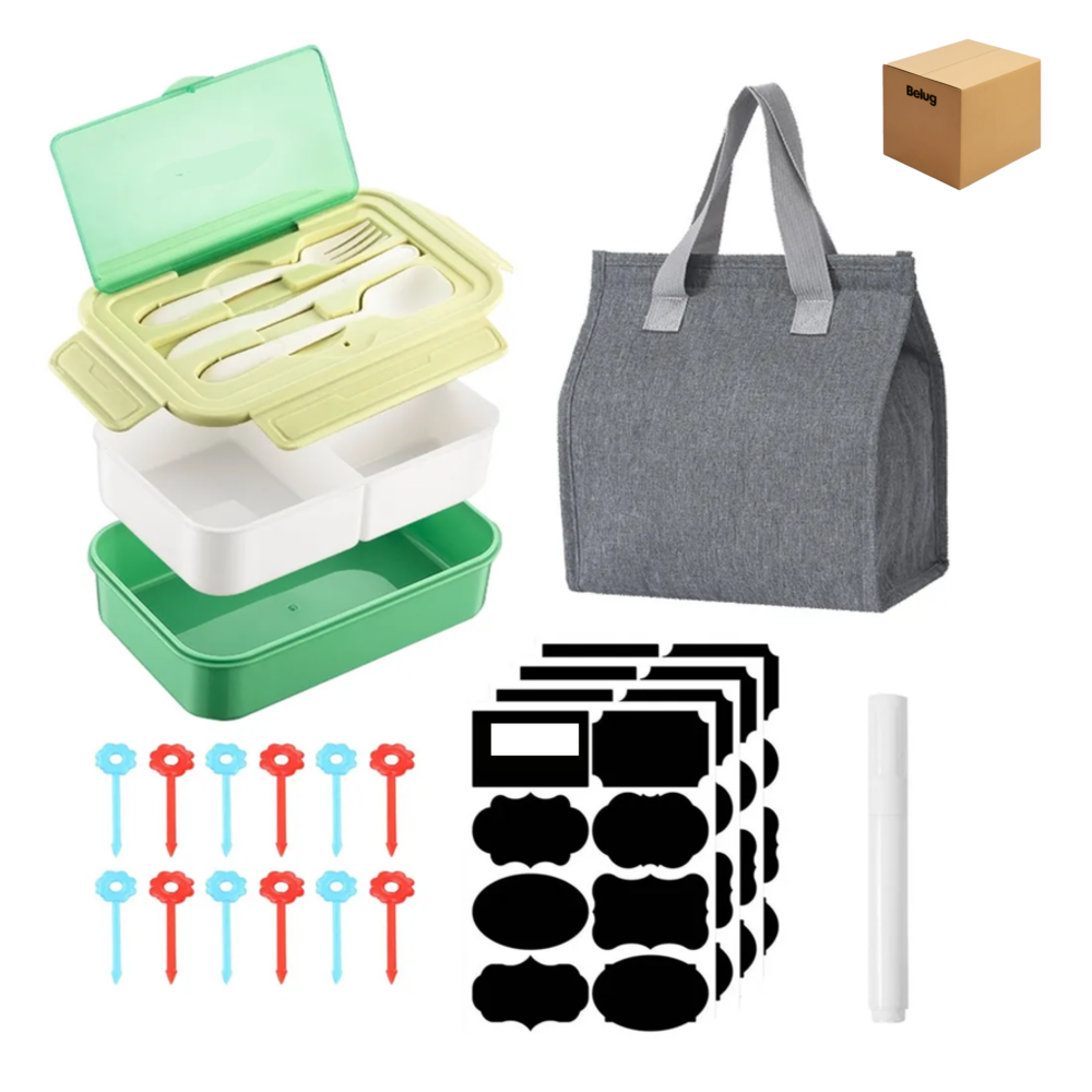 Foto 1 | Box Lunch Con Topper Y Cubiertos Capacidad 1100ml Belug  Verde