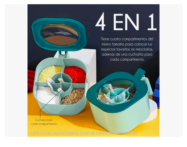 Foto 2 | Especiero Xtellar  Organizador Para Condimentos 4 En 1 Con Cuchara