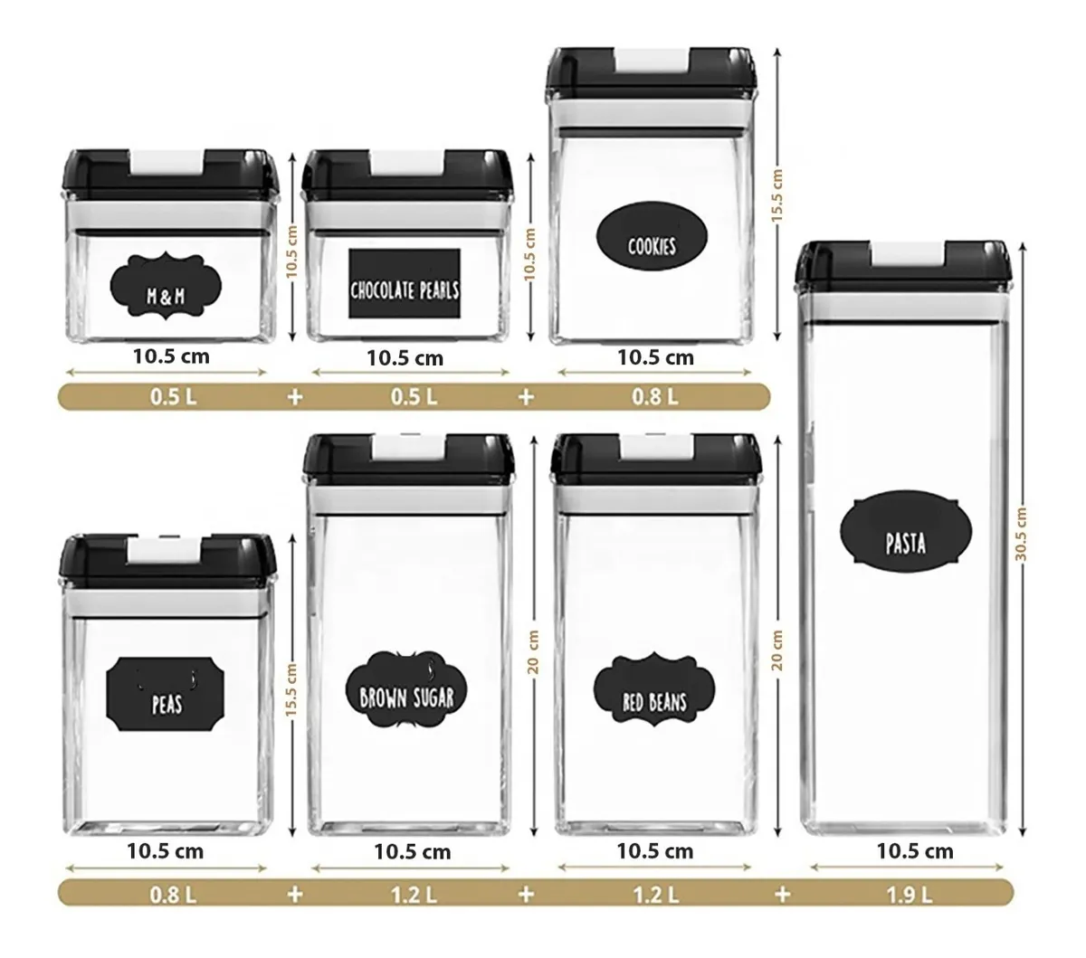 Foto 4 pulgar | Set de 7 Contenedores para Cocina con Tapa Hermética y Etiqueta