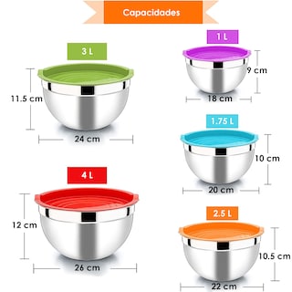 Foto 3 | Juego de Ensaladeras Bowl Aquila Multicolor Acero Inoxidable 5 Piezas