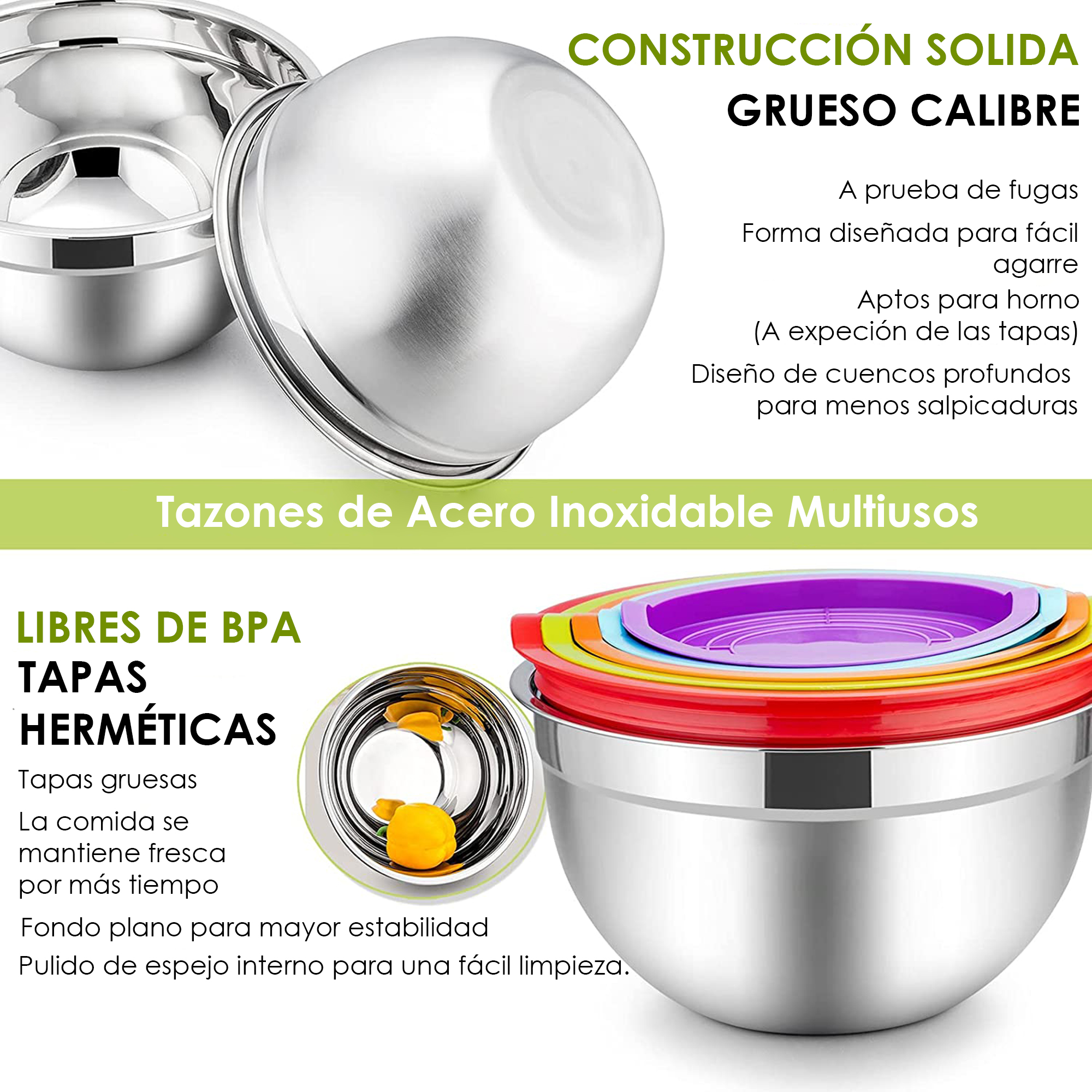 Foto 5 pulgar | Juego de Ensaladeras Bowl Aquila Multicolor Acero Inoxidable 5 Piezas