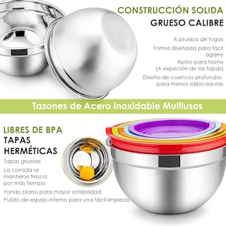 Foto 4 | Juego de Ensaladeras Bowl Aquila Multicolor Acero Inoxidable 5 Piezas