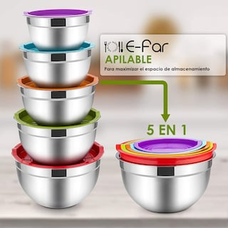 Foto 5 | Juego de Ensaladeras Bowl Aquila Multicolor Acero Inoxidable 5 Piezas