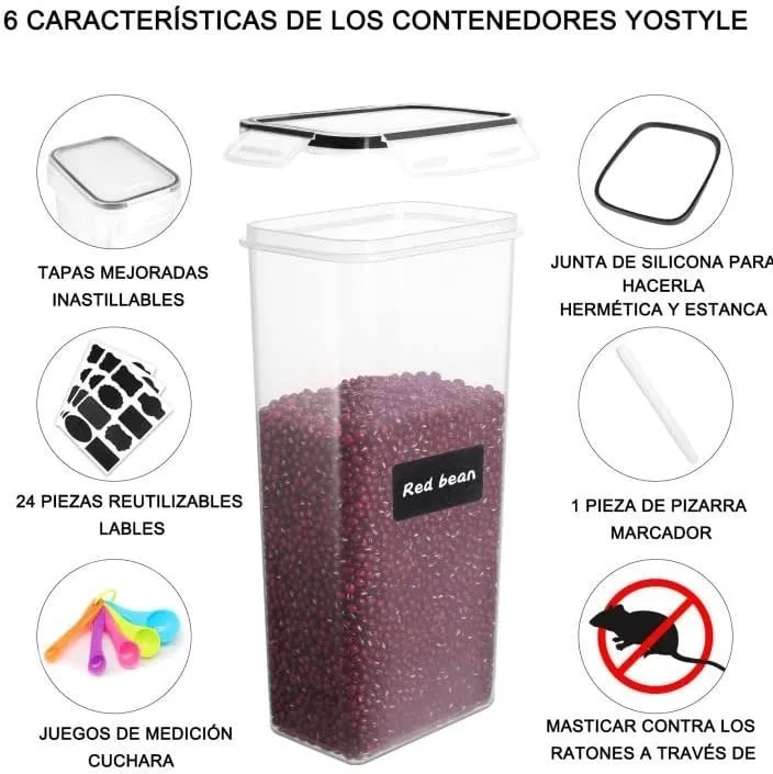 Foto 4 pulgar | Juego de 8 Contenedores XIMXI para Almacenar Alimentos color Negro