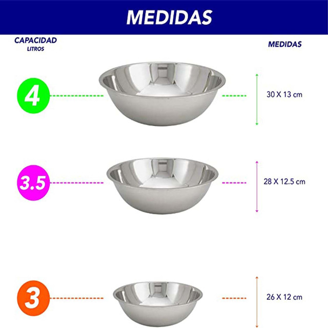 Foto 3 | Juego de Tazones Chic Fantasy para Mezclar 6 pz de Acero Inoxidable