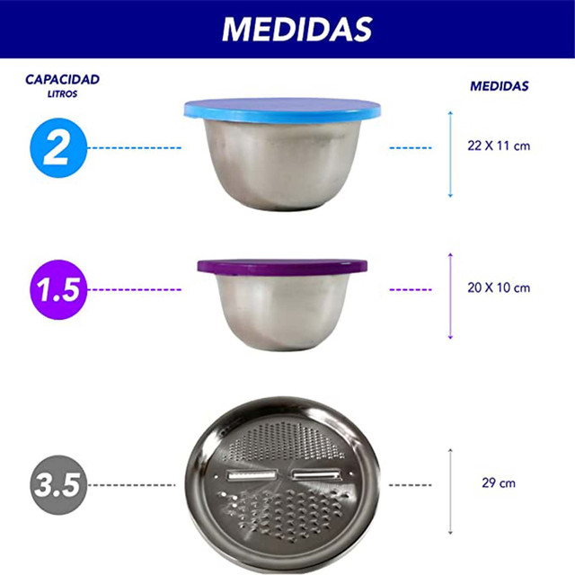 Foto 3 pulgar | Juego de Bowls con Tapa y Rallador Rd Royal Cook 6 piezas