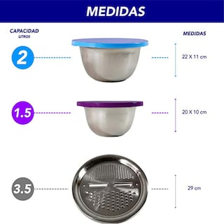 Foto 2 | Juego de Bowls con Tapa y Rallador Rd Royal Cook 6 piezas