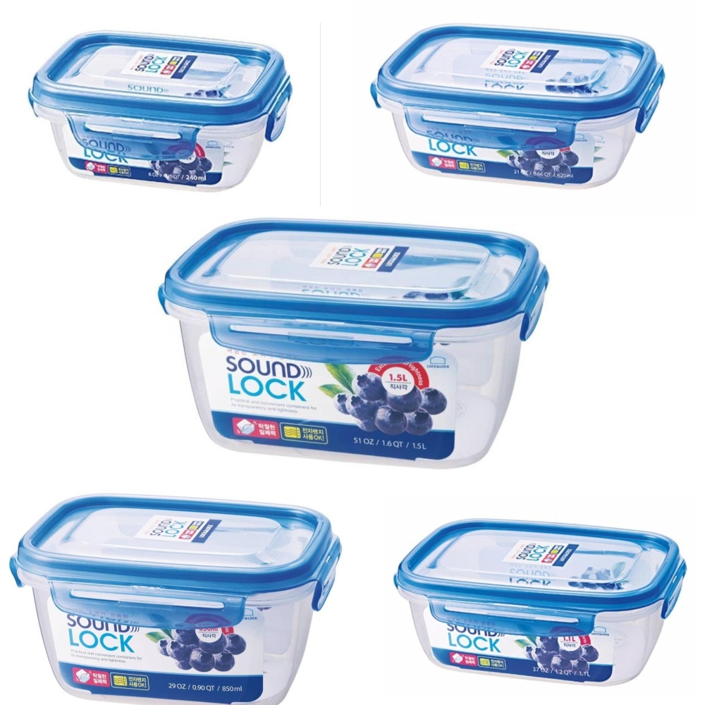 Set De Contenedores Herméticos Rectangulares Soundlock Lock & Lock