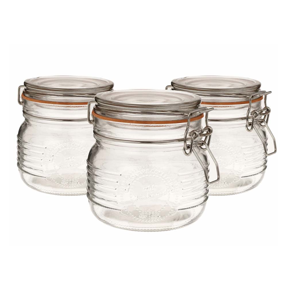 Set 3 Frascos Hermético Mason Jar Con Clip  Reimart Medio Litro Nv-1002