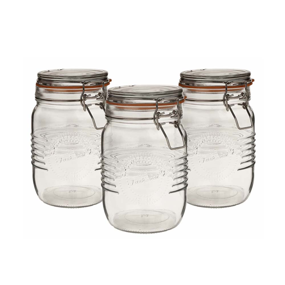 Foto 2 pulgar | Set 3 Frascos Herméticos Mason Jar Reimart Con Clip 1 Litro Nv-1001 Tranparentes