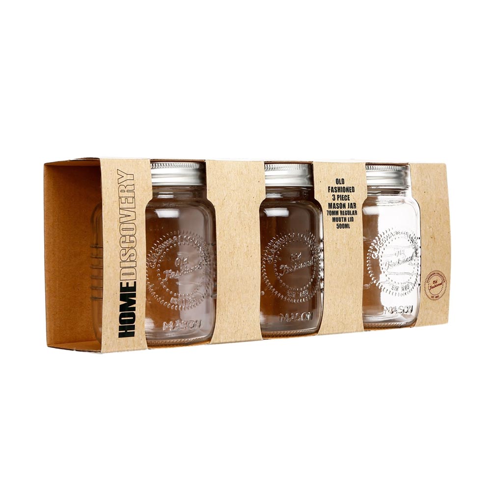 Foto 2 | Set 3 Frascos Tapa Enroscable Mason Jar Medio Litro Nv-1005
