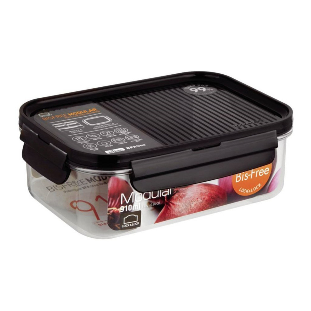 Contenedor Hermético Lock & Lock LBF404 Transparente Modular Bisfree 910 ML
