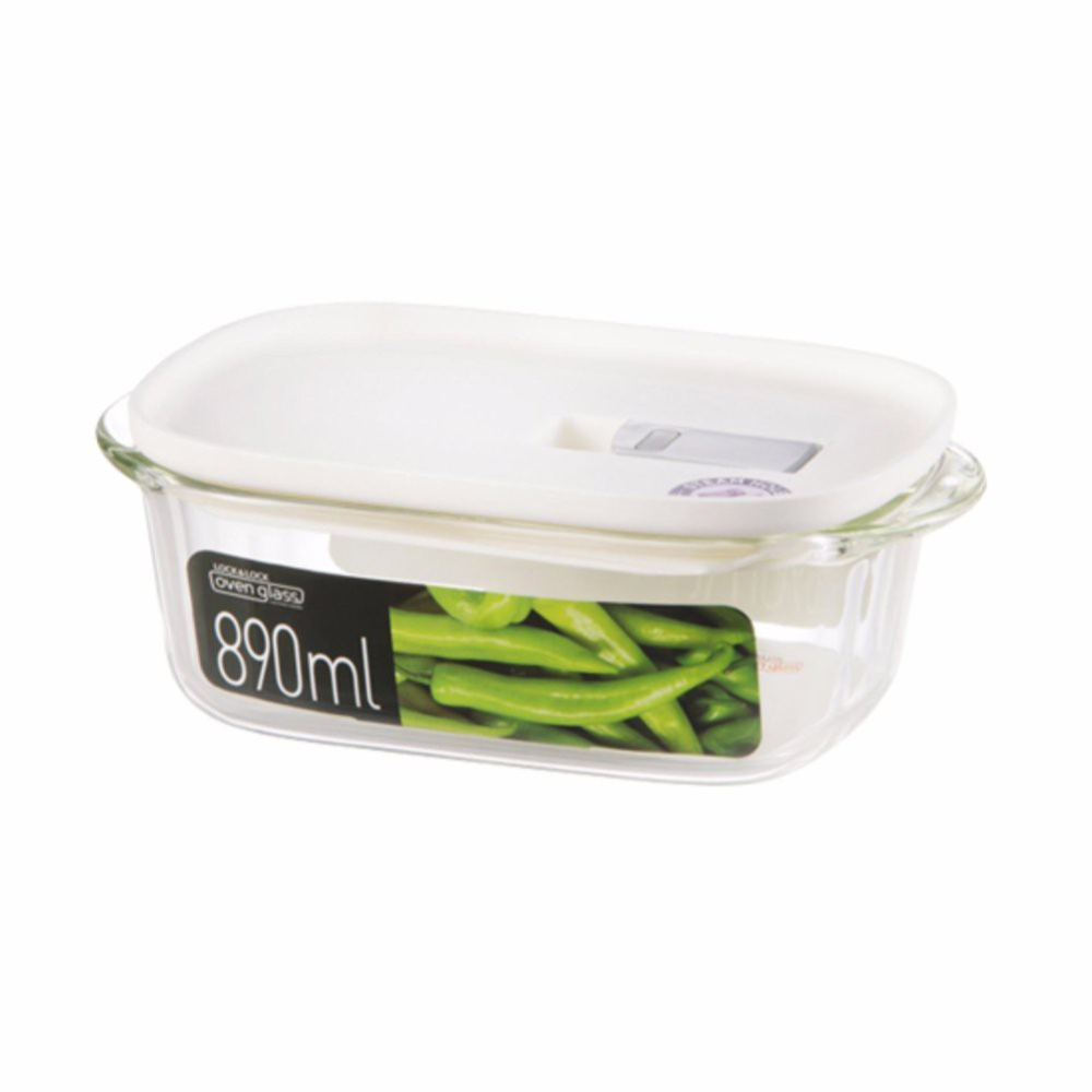 Contenedor de Vidrio Lock & Lock LLG941W Transparente Hermético con Tapa Blanca  890 ML