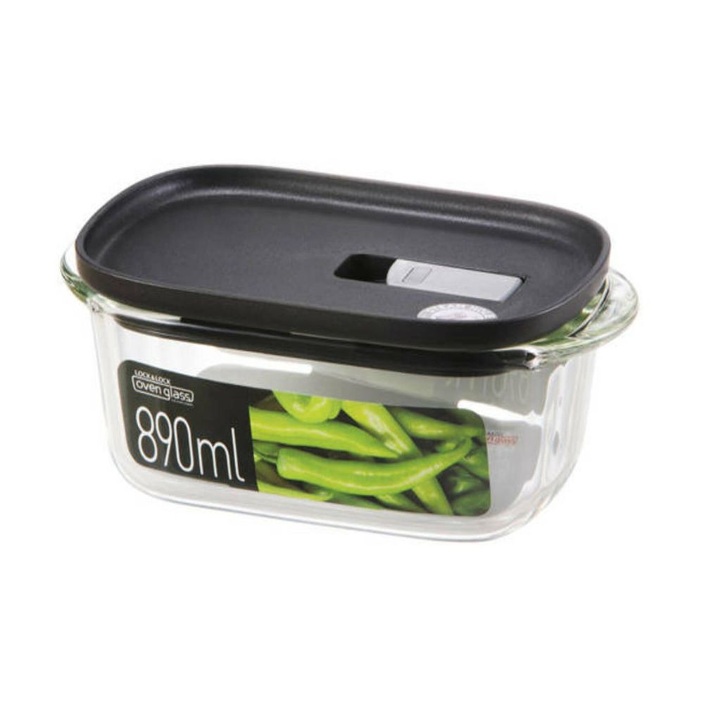 Foto 1 | Contenedor de Vidrio Hermético Lock & Lock LLG941B Transparente con Tapa Negra  890 ML