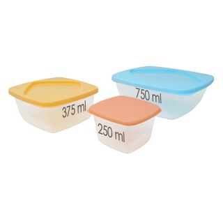 Foto 6 | Juegos 3 Contenedores 250, 375 Y 750 Ml Cuadrados Con Tapa