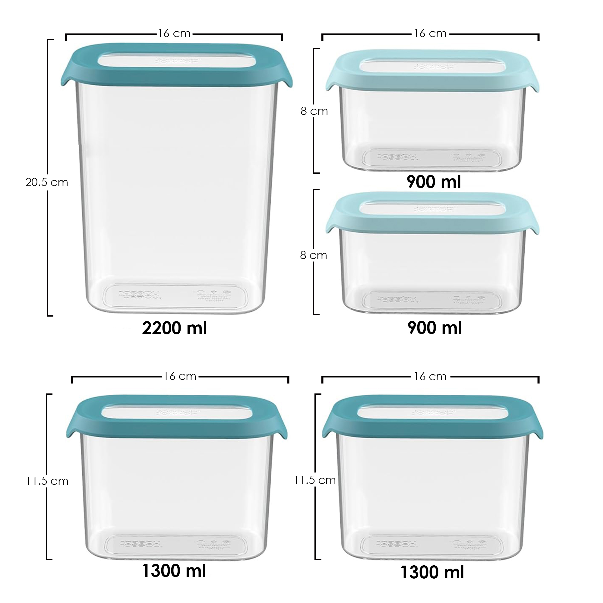 Foto 4 | 5 Contendores De Alimentos Secos Aquila 2.2lt 1.3lt 900ml