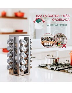 Foto 5 | Especiero Giratorio Acero Inoxidable Petukita Box Con 20 Frascos Organizadores