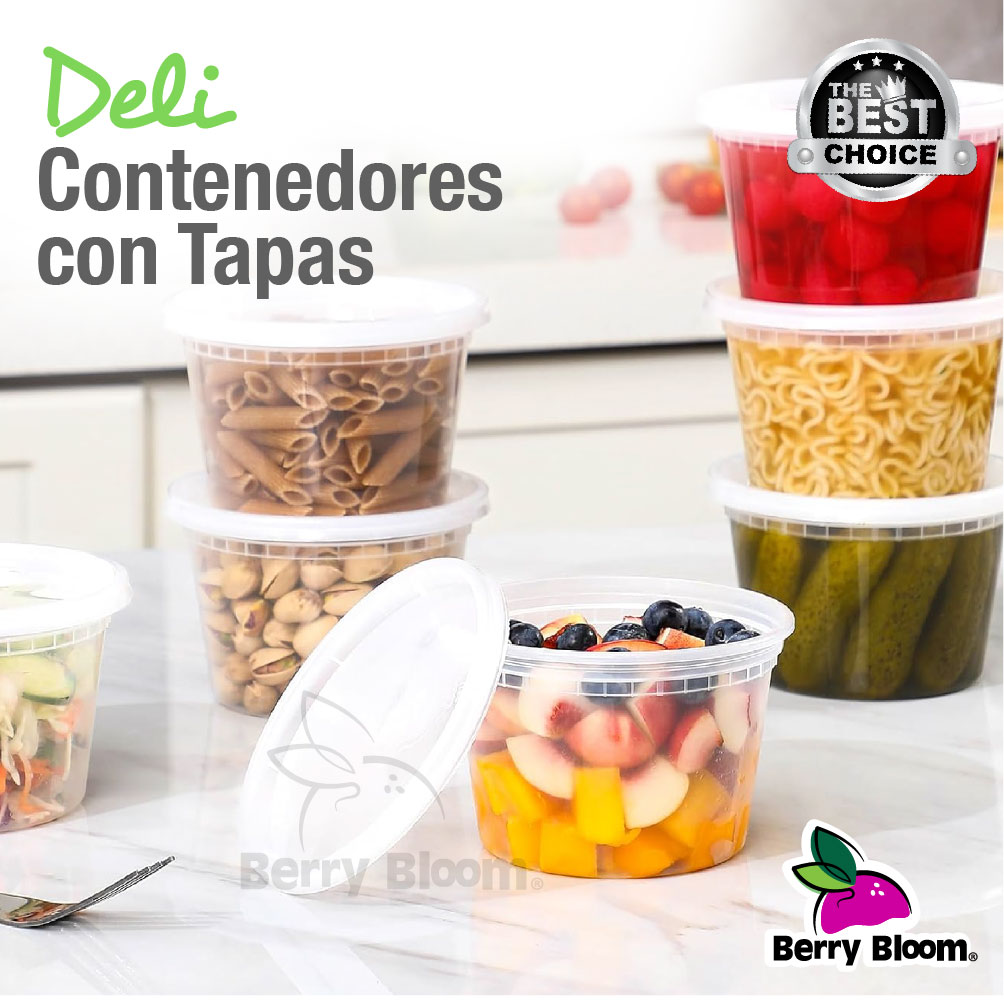 Foto 5 | Berry Bloom 50 Contenedores De Alimentos Reutilizables Deli: Circulares, Con Tapas, Capacidad De 16 Oz (473 Ml)