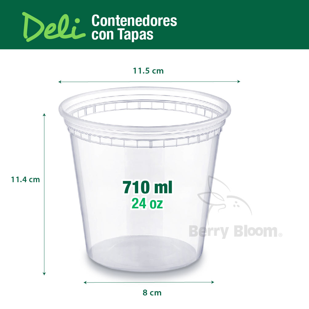 Foto 3 pulgar | Berry Bloom 24 Contenedores De Alimentos Reutilizables Deli: Circulares, Con Tapas, Capacidad De 24 Oz (710 Ml)